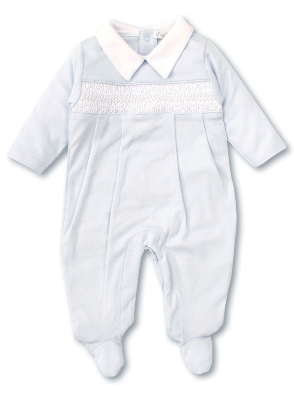 Kissy Kissy Hand Smocked CLB Charmed Blue Footie with Collar